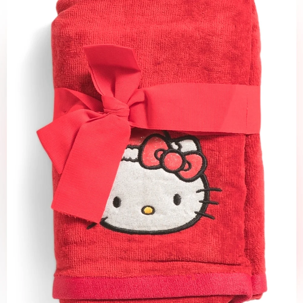 ❤️▪️Hello Kitty ▪️set Of 2  Red Hand Towel with Embroidered Face